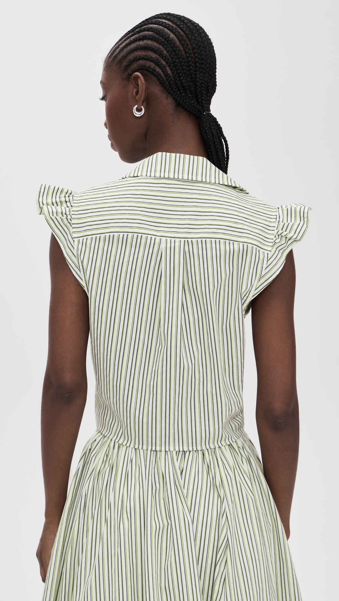Sophie Stripe Flutter Sleeve Marianna Top Ivory/Lime