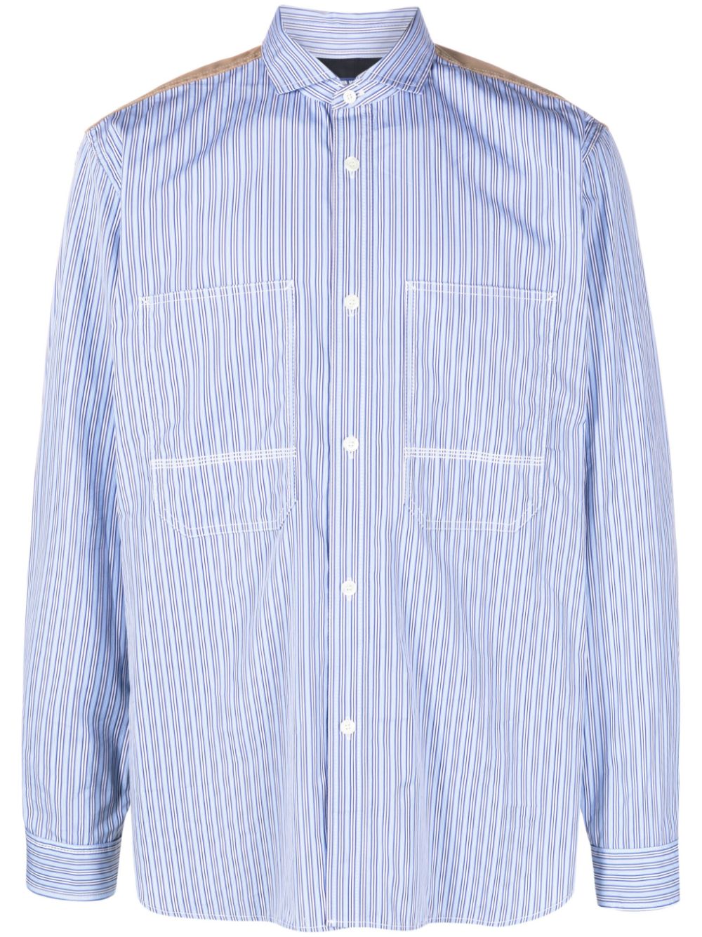 Panelled cotton shirt - Blue