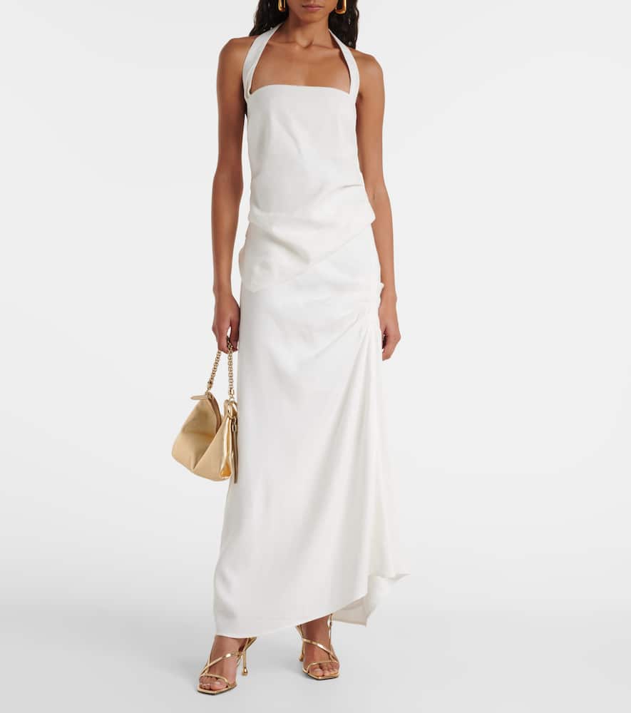 Dorian halterneck linen-blend top