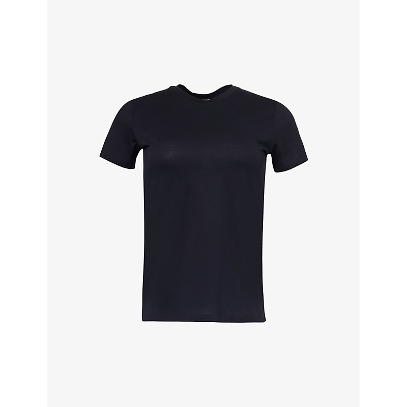 Womens Coastal Blue Essential Round-neck Cotton-jersey T-shirt L