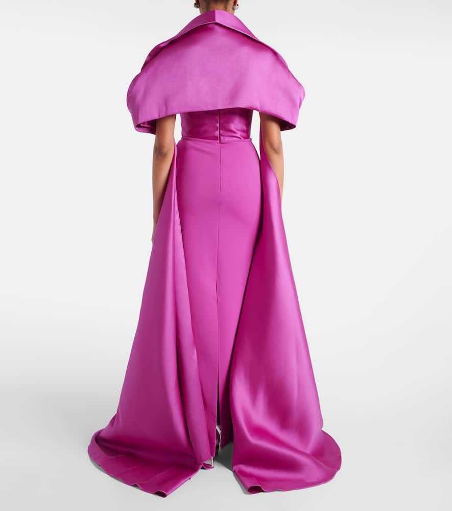 Solace London Vera caped satin gown