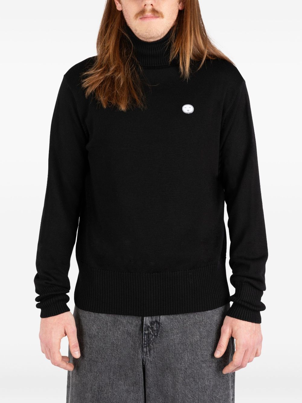 Roll-neck logo-patch sweater - Blue