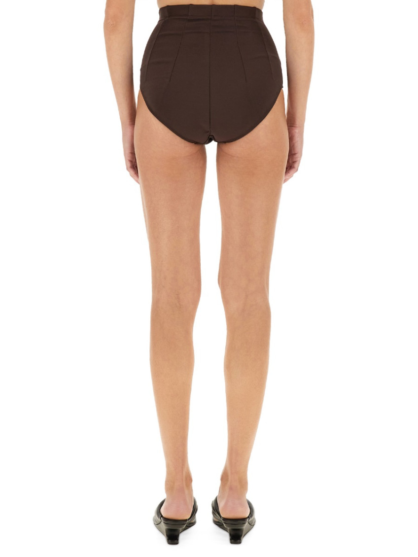 Brown Solid Bikini Bottom Swimwear