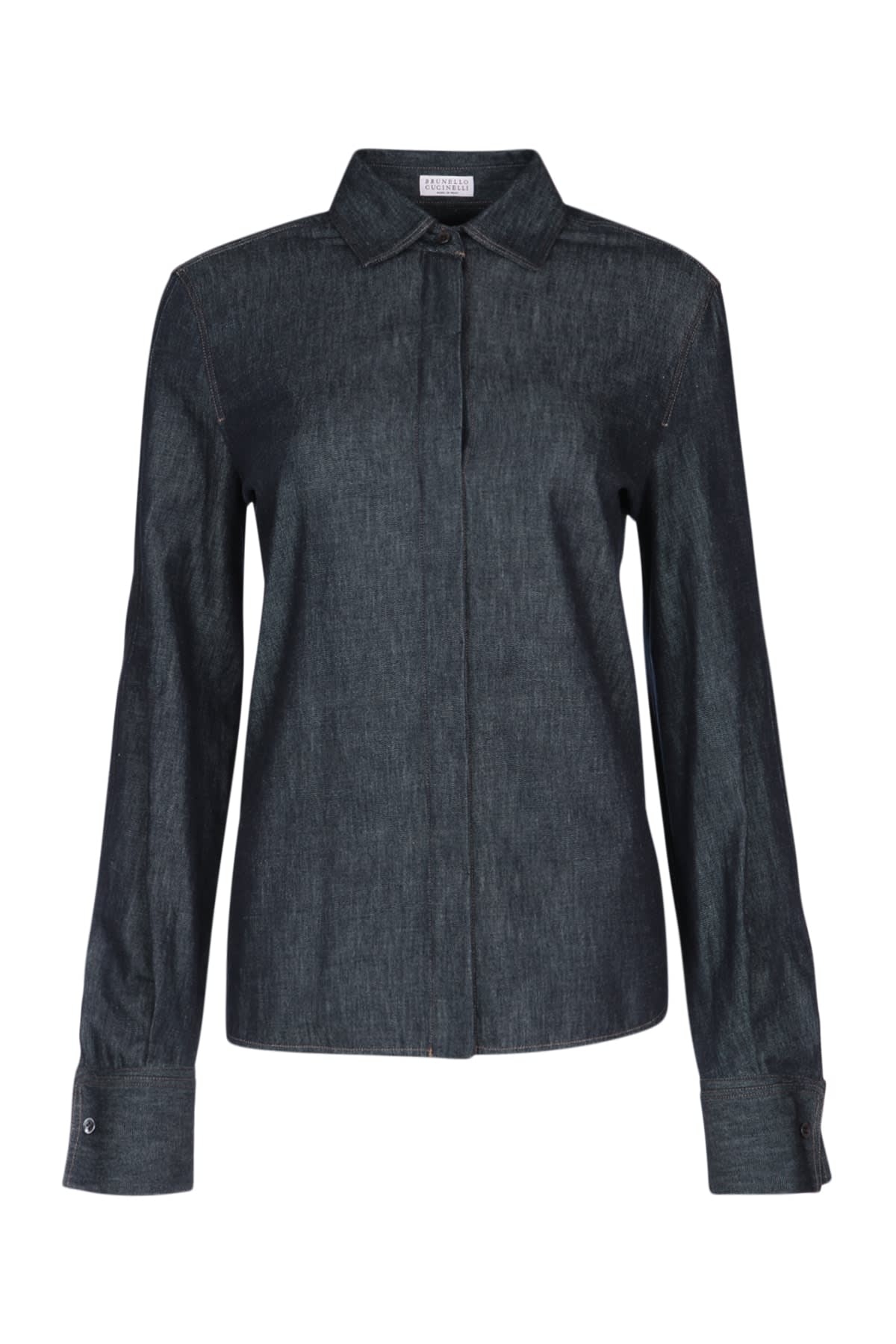 Monili bead-embellished denim shirt - Blue