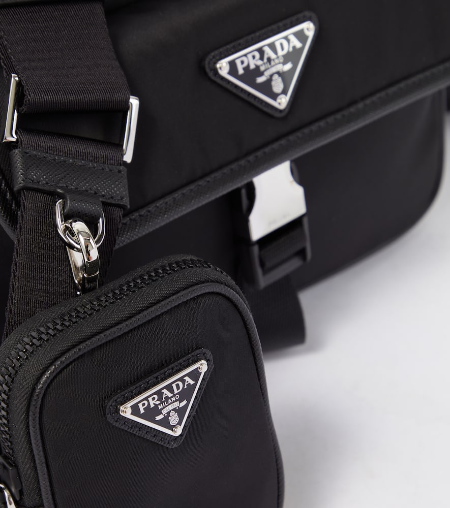 Re-Nylon leather-trimmed shoulder bag