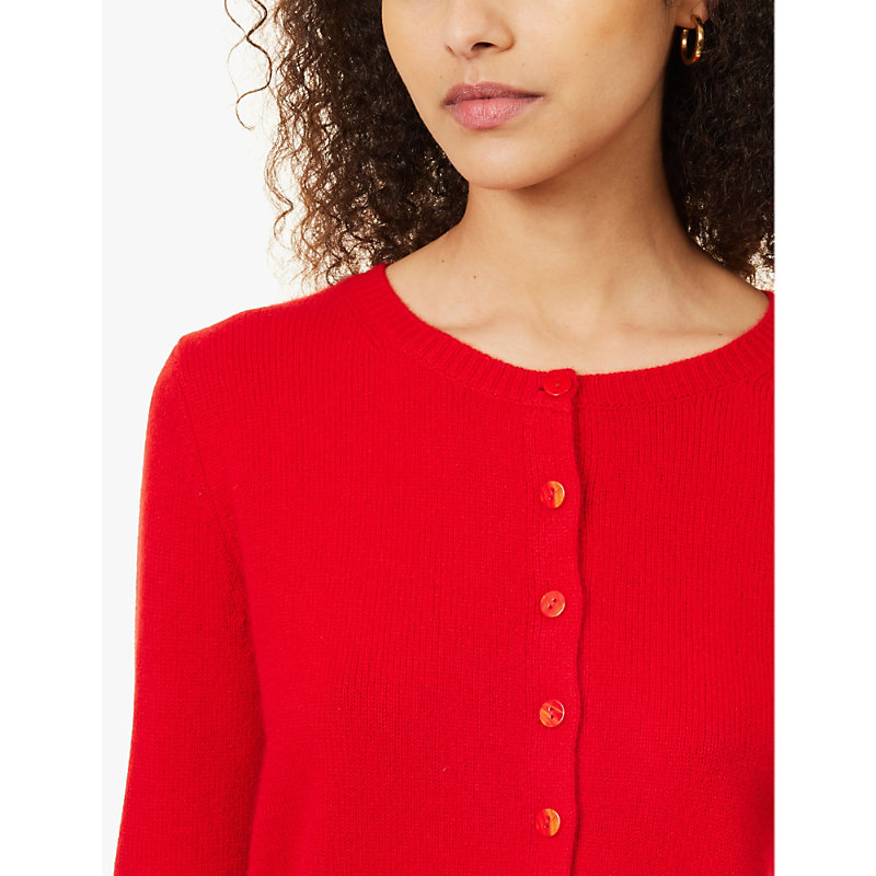 Womens Cherry Clara Round-neck Cashmere Cardigan
