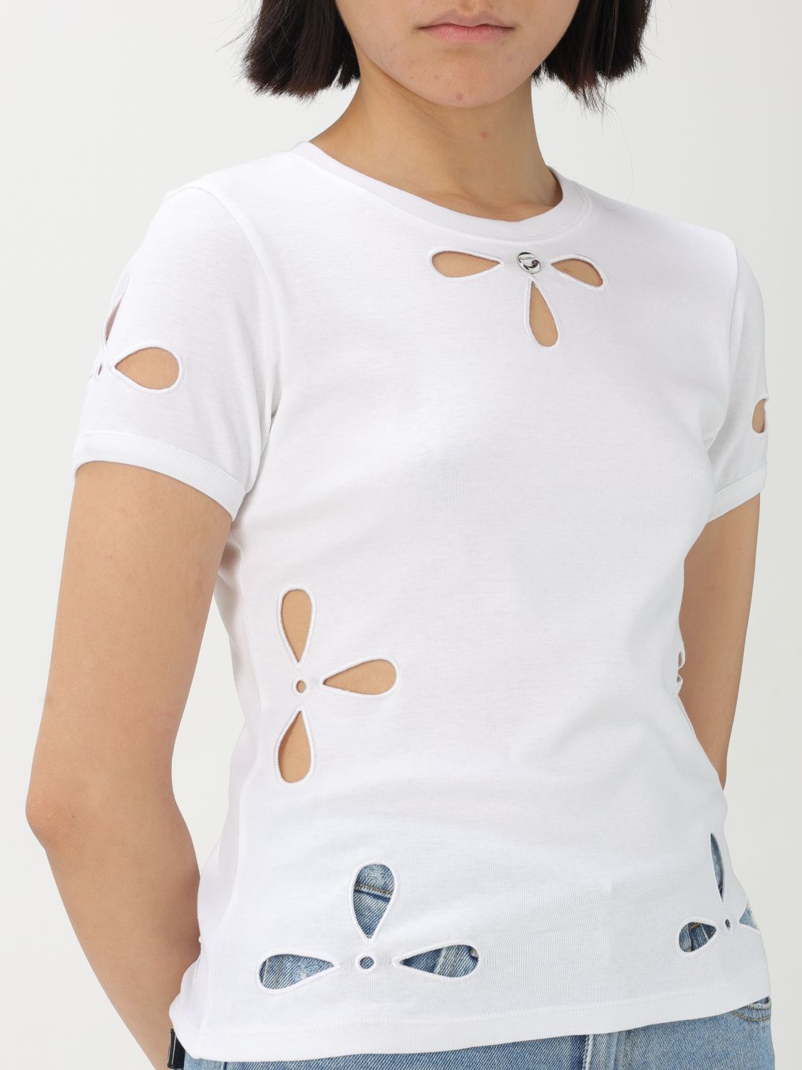 Petal-embroidered T-shirt - White