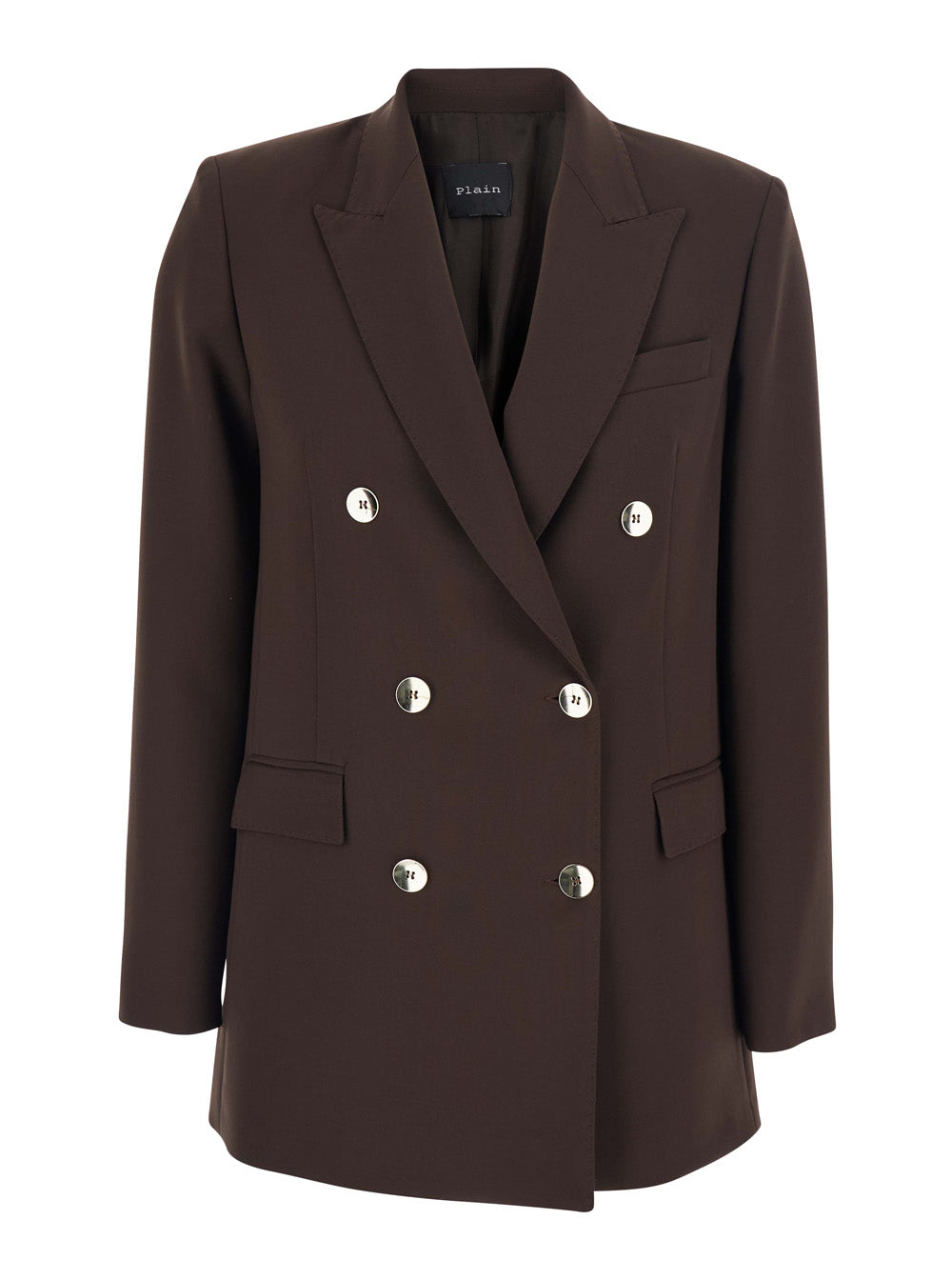 Double-Breasted Tailored Blazer — Brown