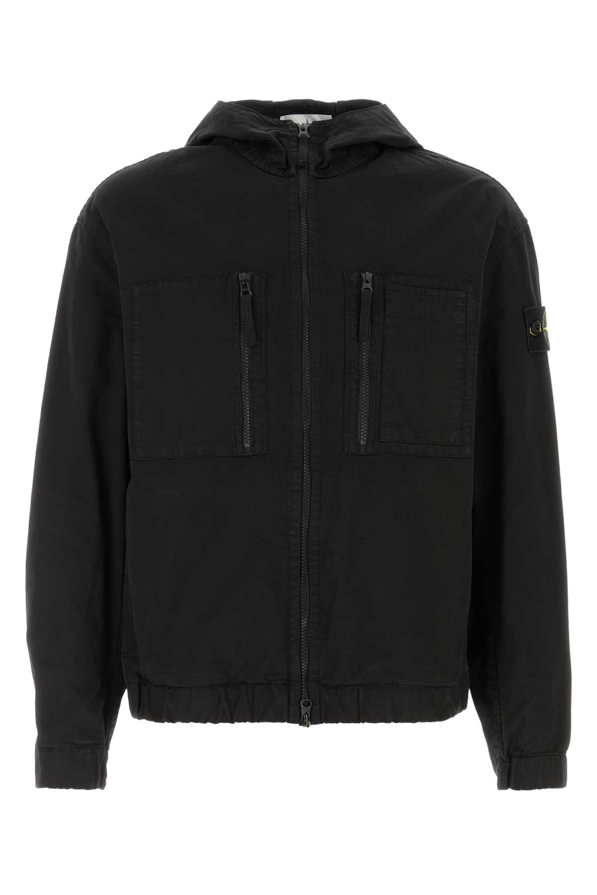 Cotton Bomber Jacket — Black