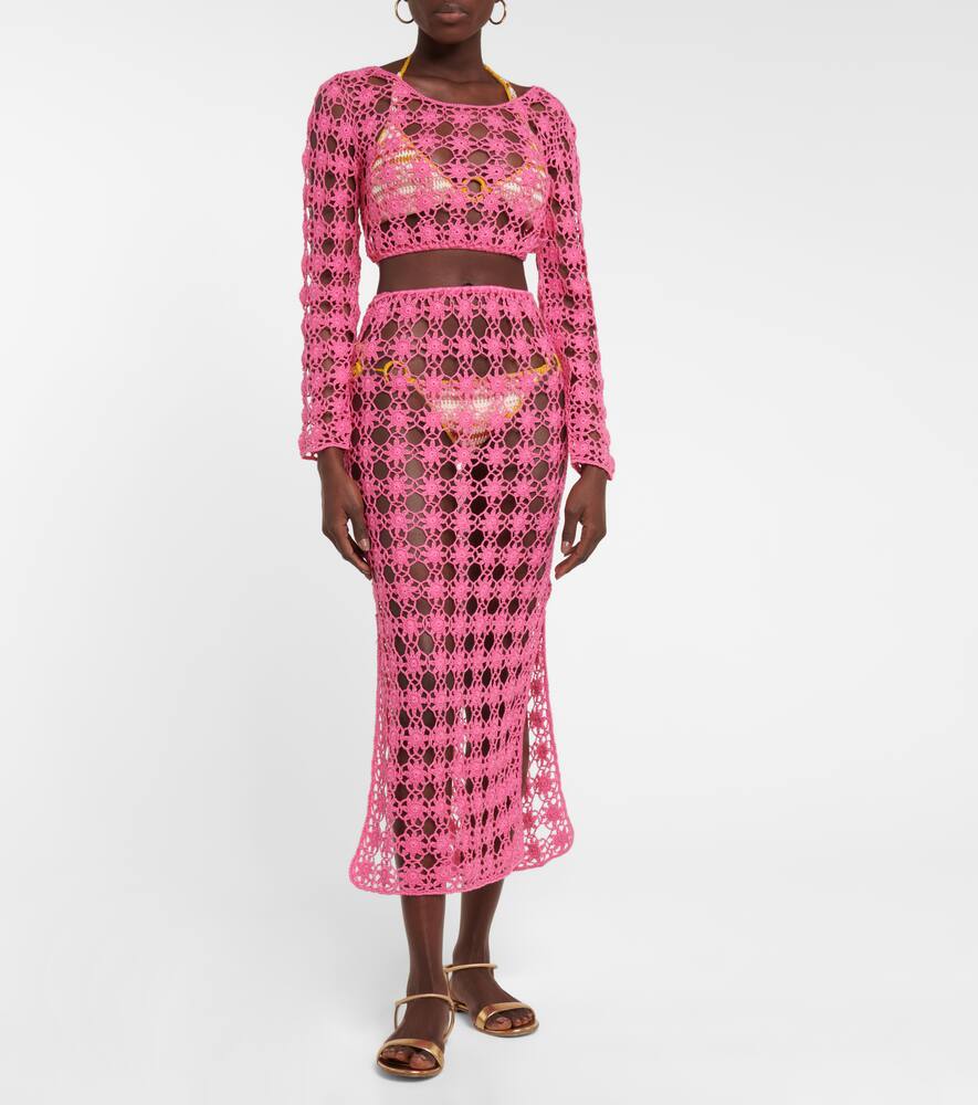 Rosette crochet cotton maxi skirt