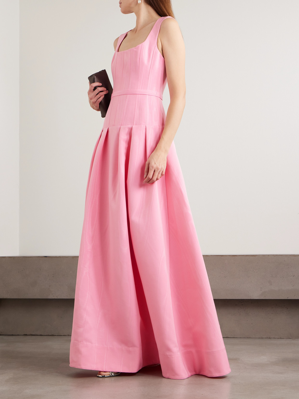 Amaro Belted Pleated Taffeta Gown - Pink