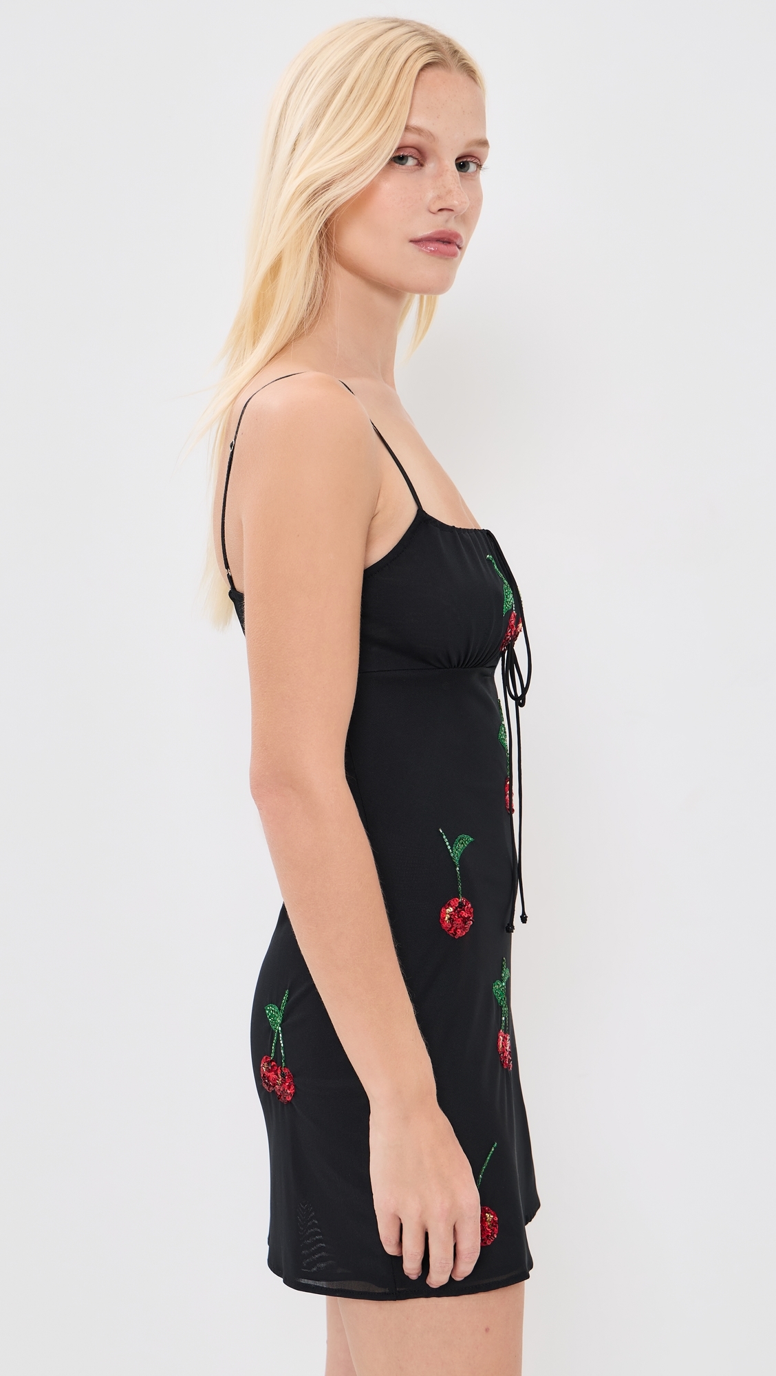 Cherry Slip Dress Black and Red