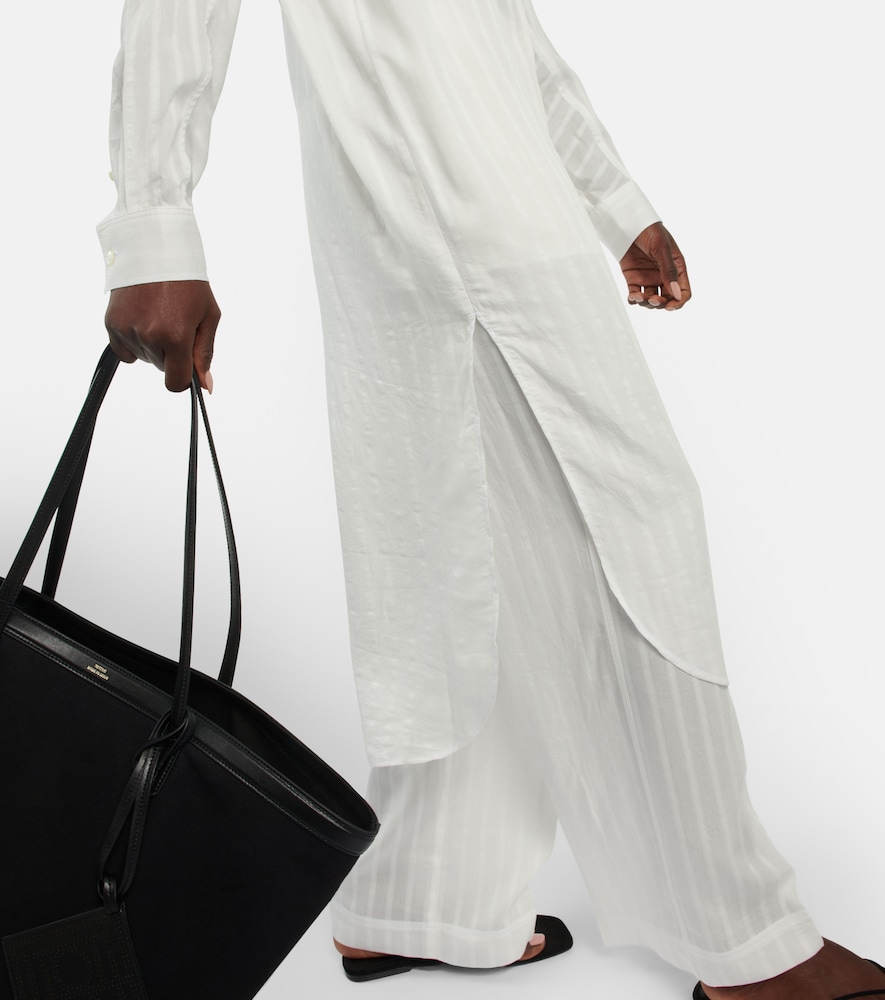 Striped jacquard shirt dress