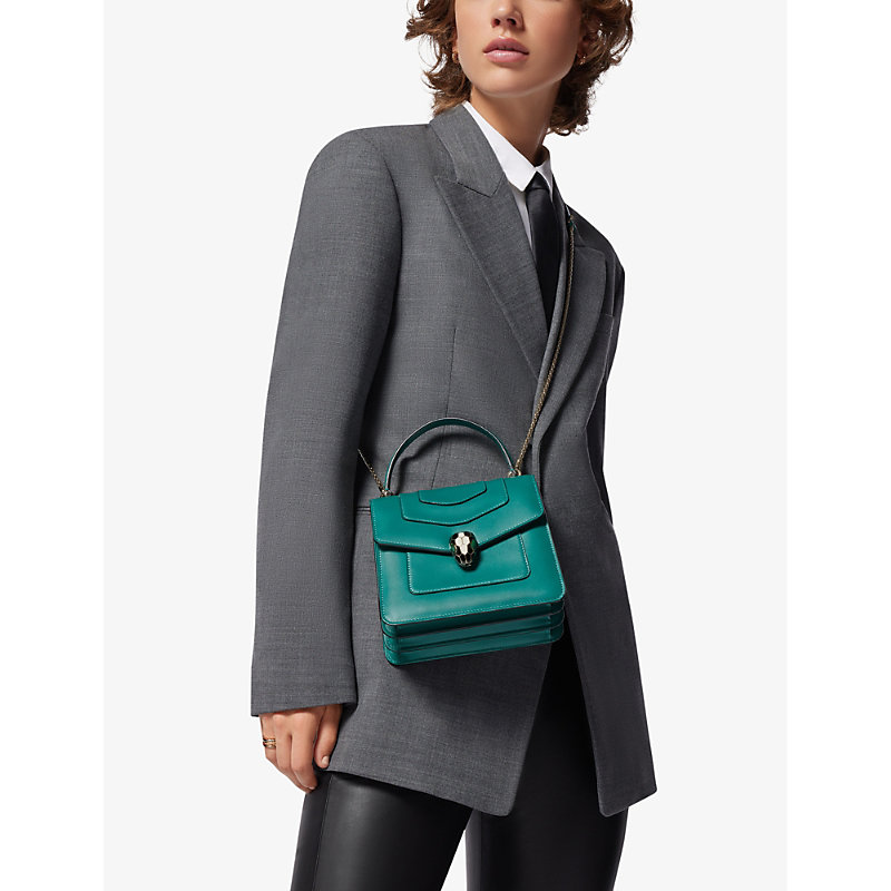 Womens Green Serpenti Forever Leather Top-handle bag 