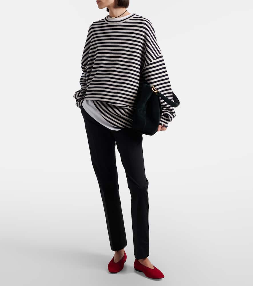 Cotton-blend cropped slim pants