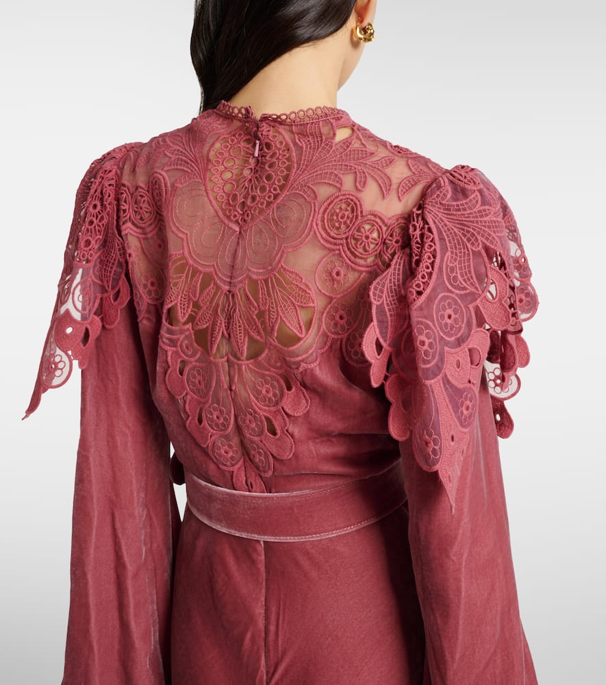 Ashley lace-trimmed velvet gown