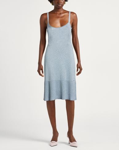 Woman Mini dress Sky blue Size M Viscose, Metallic fiber
