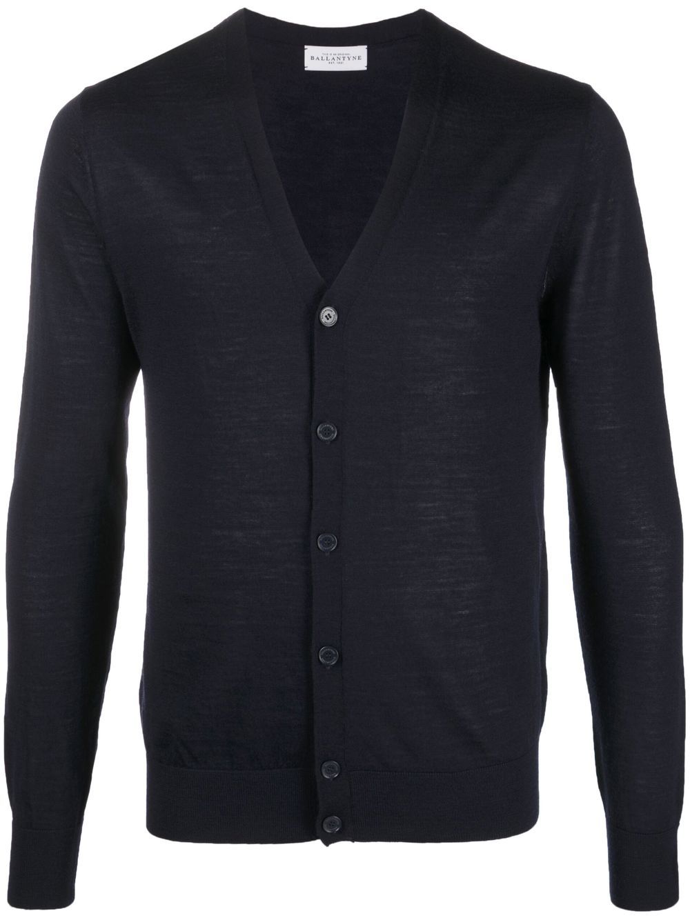 Fine-knit wool cardigan - Blue