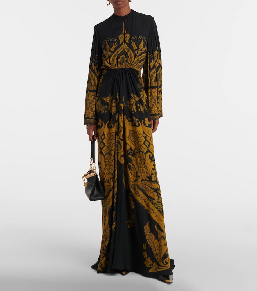 Printed crêpe jersey gown
