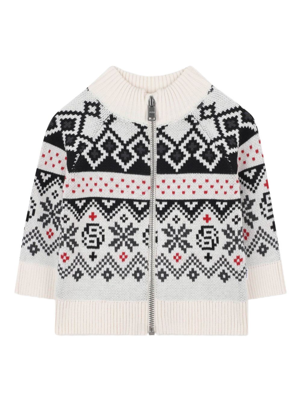Fair-isle zip-up cardigan - White