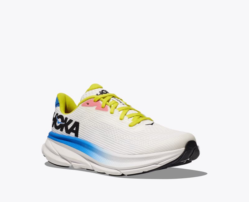HOKA Clifton 9 Shoes in Blanc De Blanc/Virtual Blue