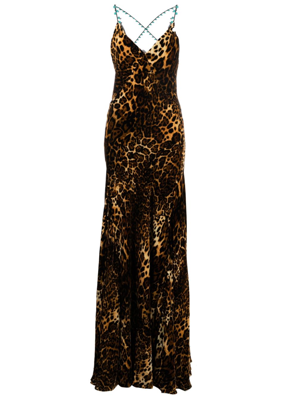 Crisscross back leopard print maxi dress - Neutrals