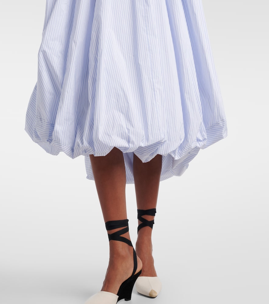 Lavande gathered striped midi dress