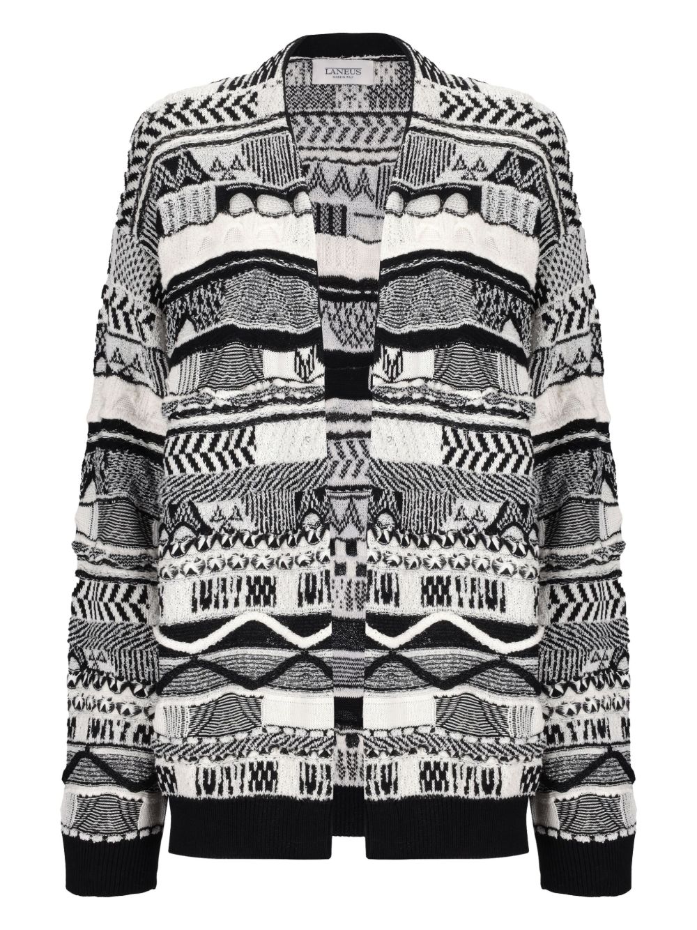 Laneus patterned-jacquard cardigan - Black