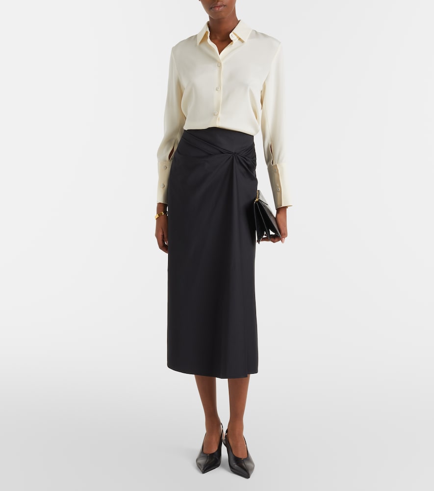 Paggi gathered cotton-blend midi skirt