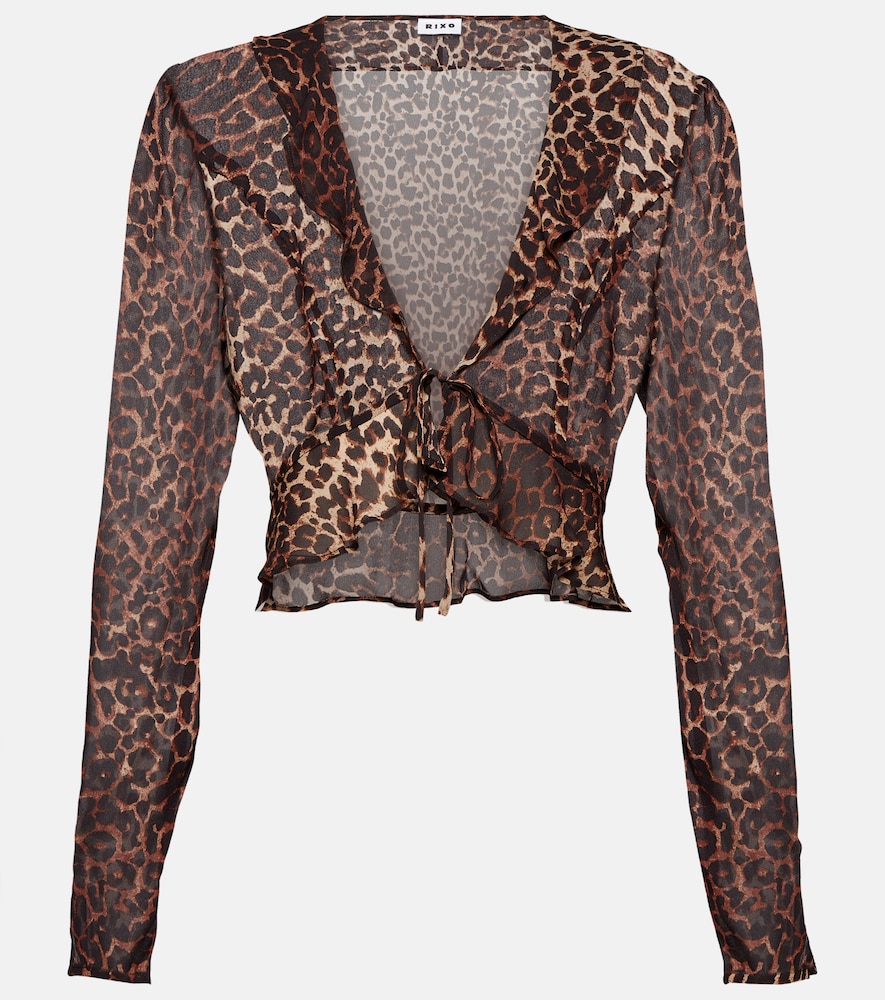 Neelu leopard-print crêpe blouse