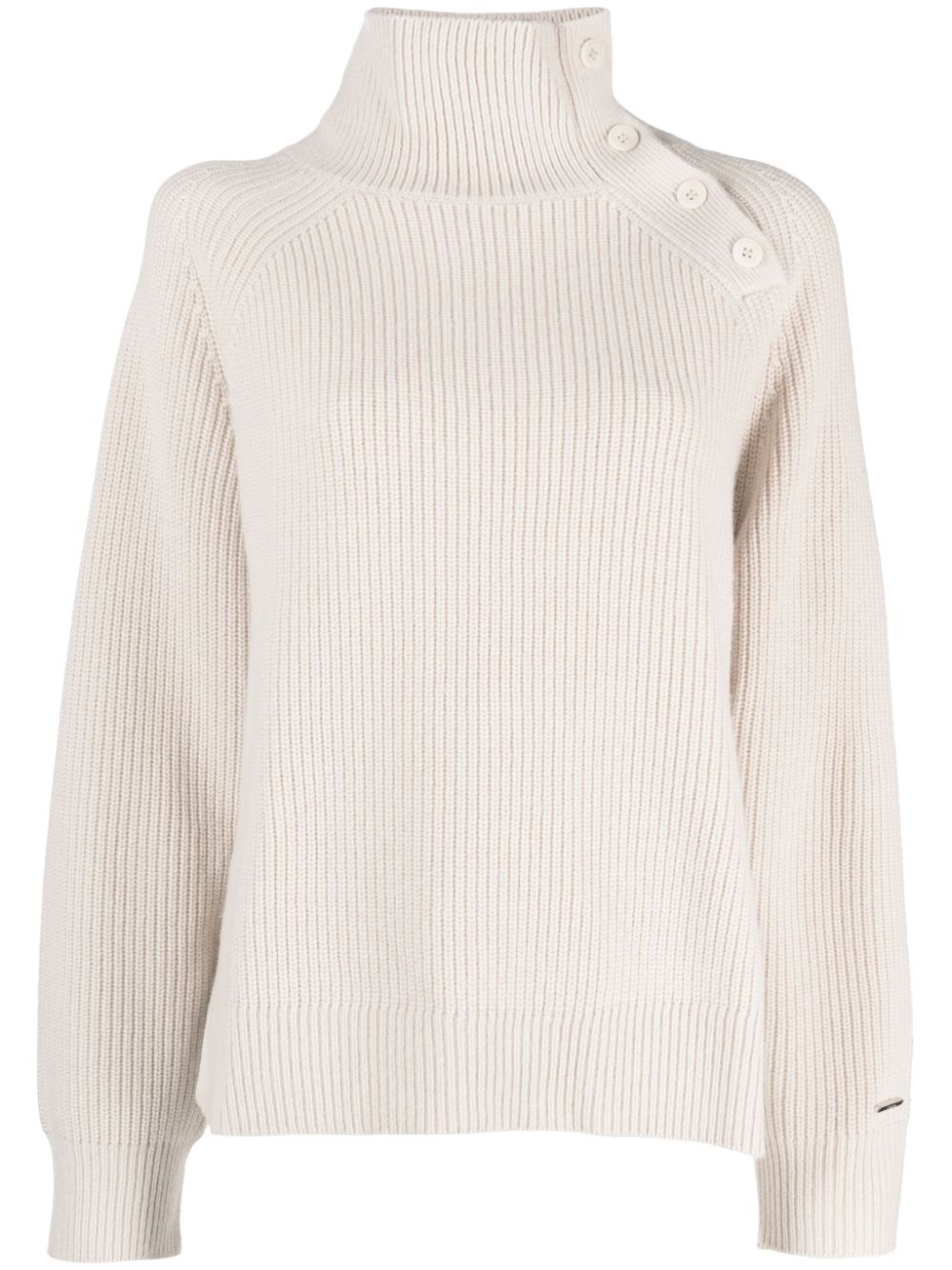 Ribbed-knit wool jumper - Neutrals