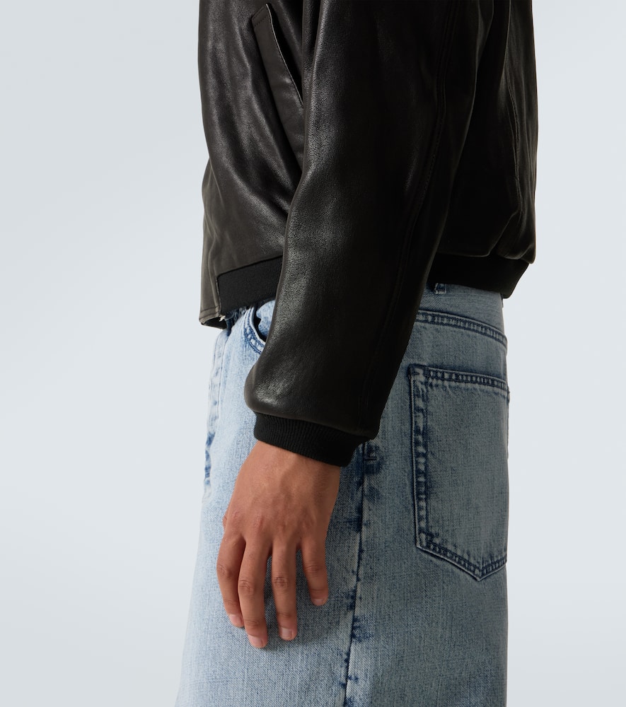 Leather bomber jacket