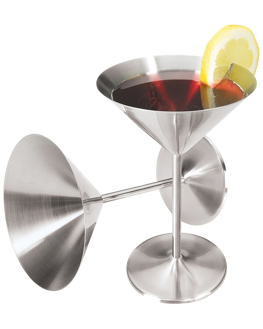 Set Of 2 Stainless Steel Martini Goblets