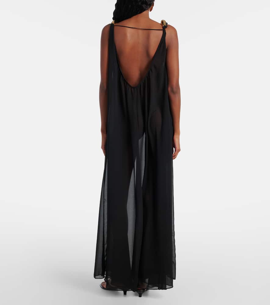 Holiday embellished chiffon maxi dress