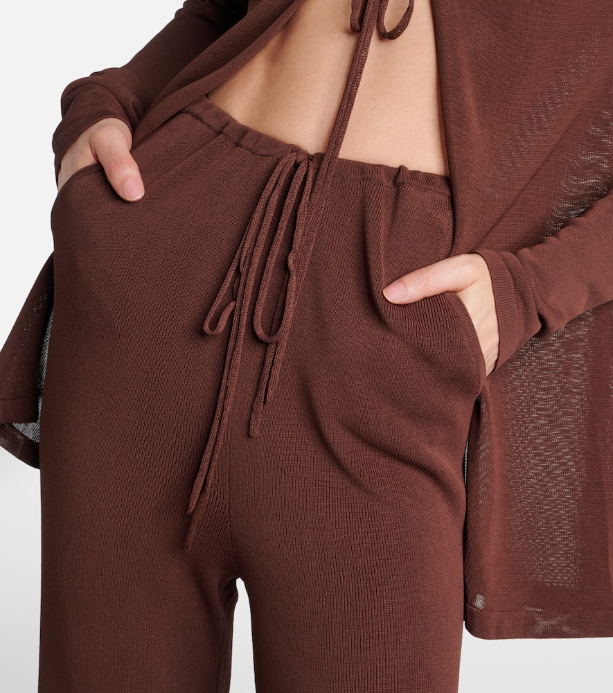 Ribbed-knit flared pants