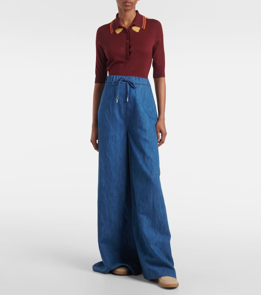 Gelos high-rise cotton and linen wide-leg pants