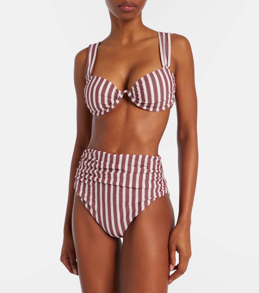 Anniston striped bikini top