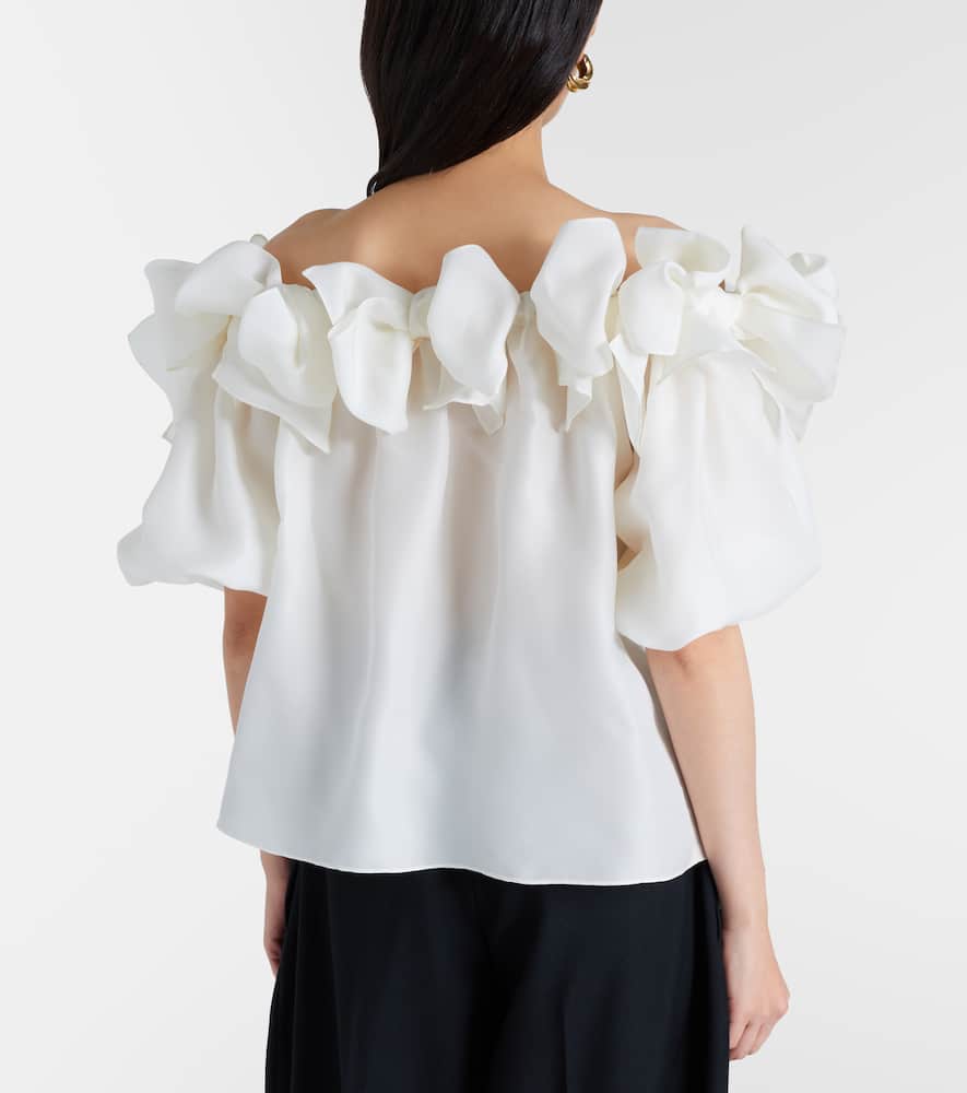 Off-shoulder silk top