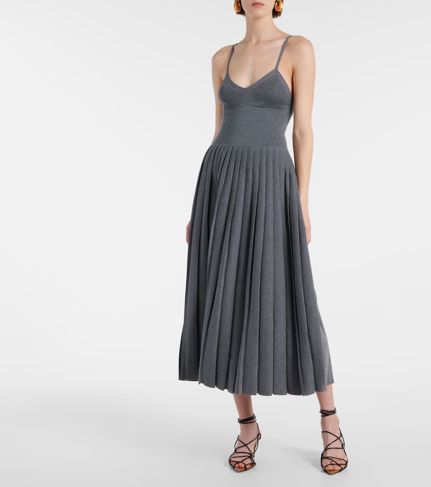 Elio pleated wool midi dress