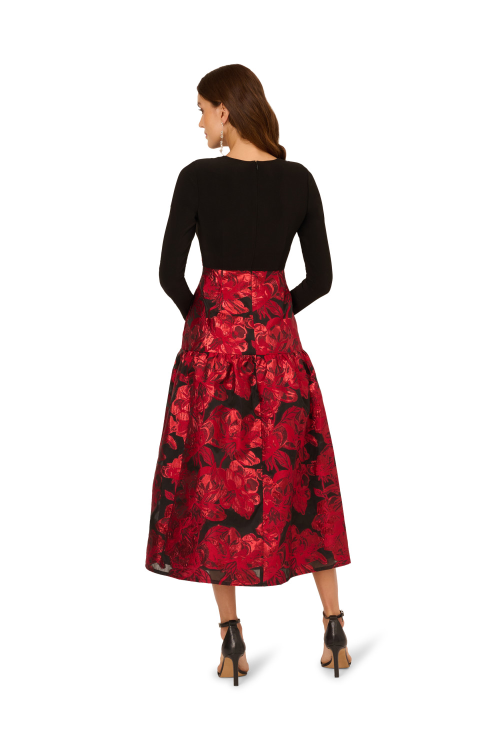 Adrianna Papell Womens Combo Floral Jacquard Dress - Black