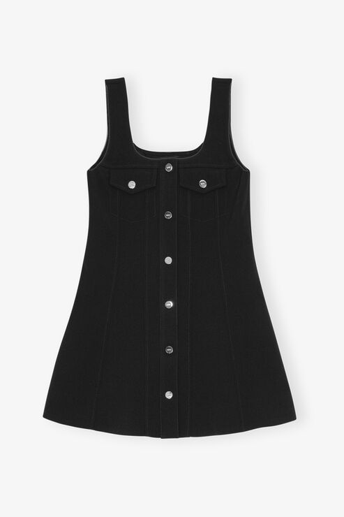 Black Bonded Crepe Mini Dress