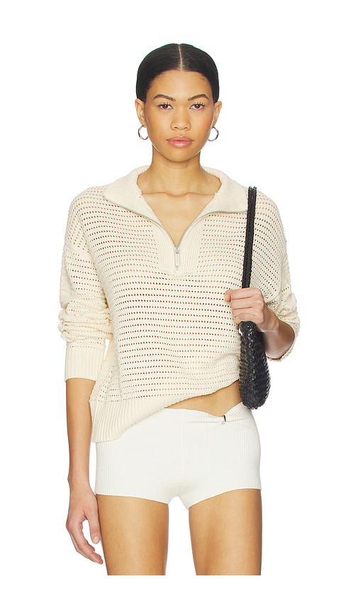 Sanctuary Open Knit 1/2 Zip Sweater in Cream. L. Also in M, S
