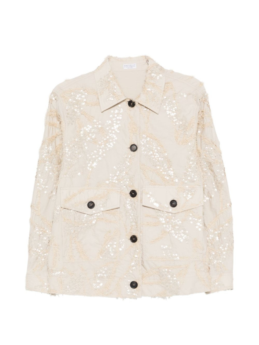 Sequin-embellished Front-pocket Jacket