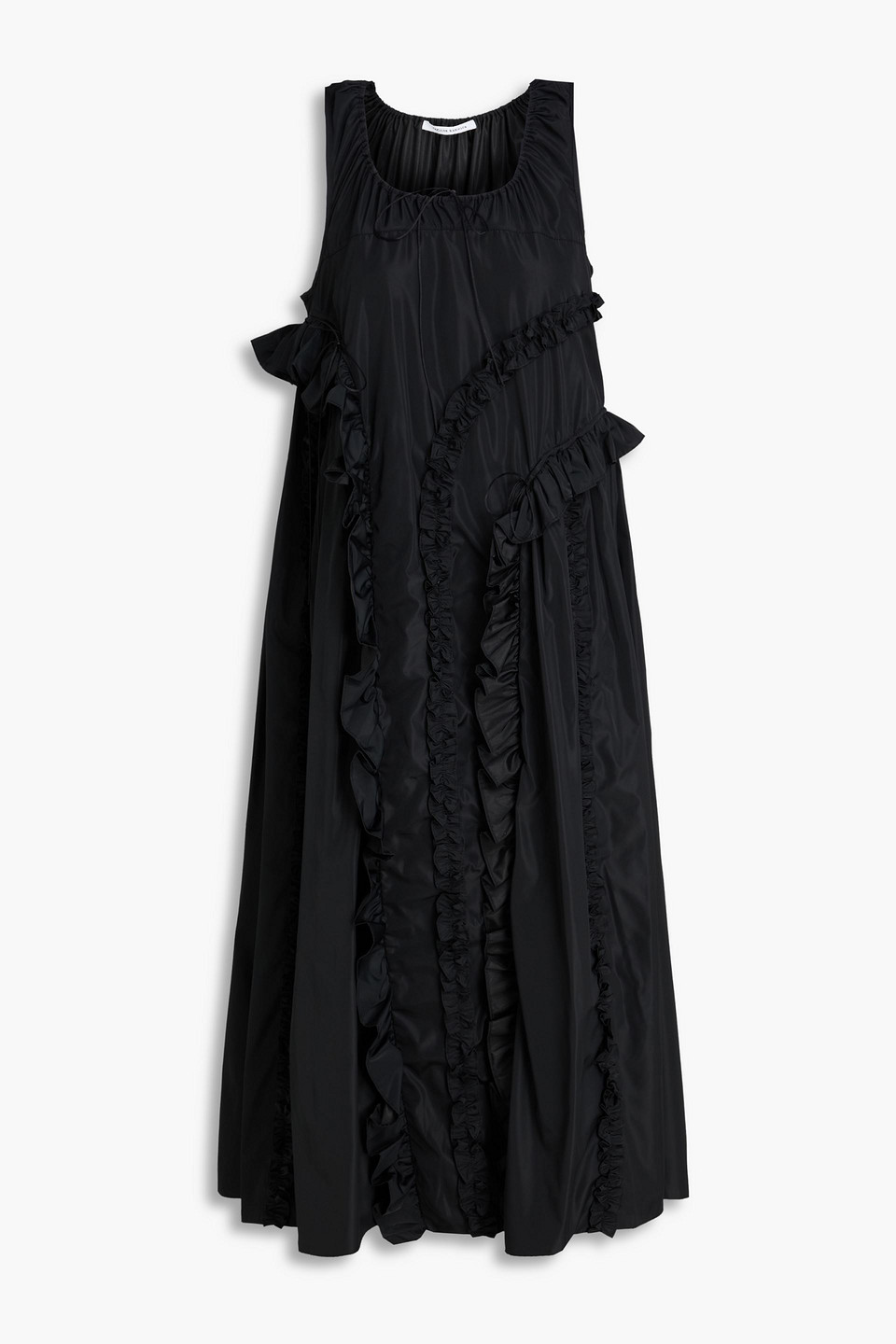 Opal ruffled taffeta midi dress - Black - UK 6