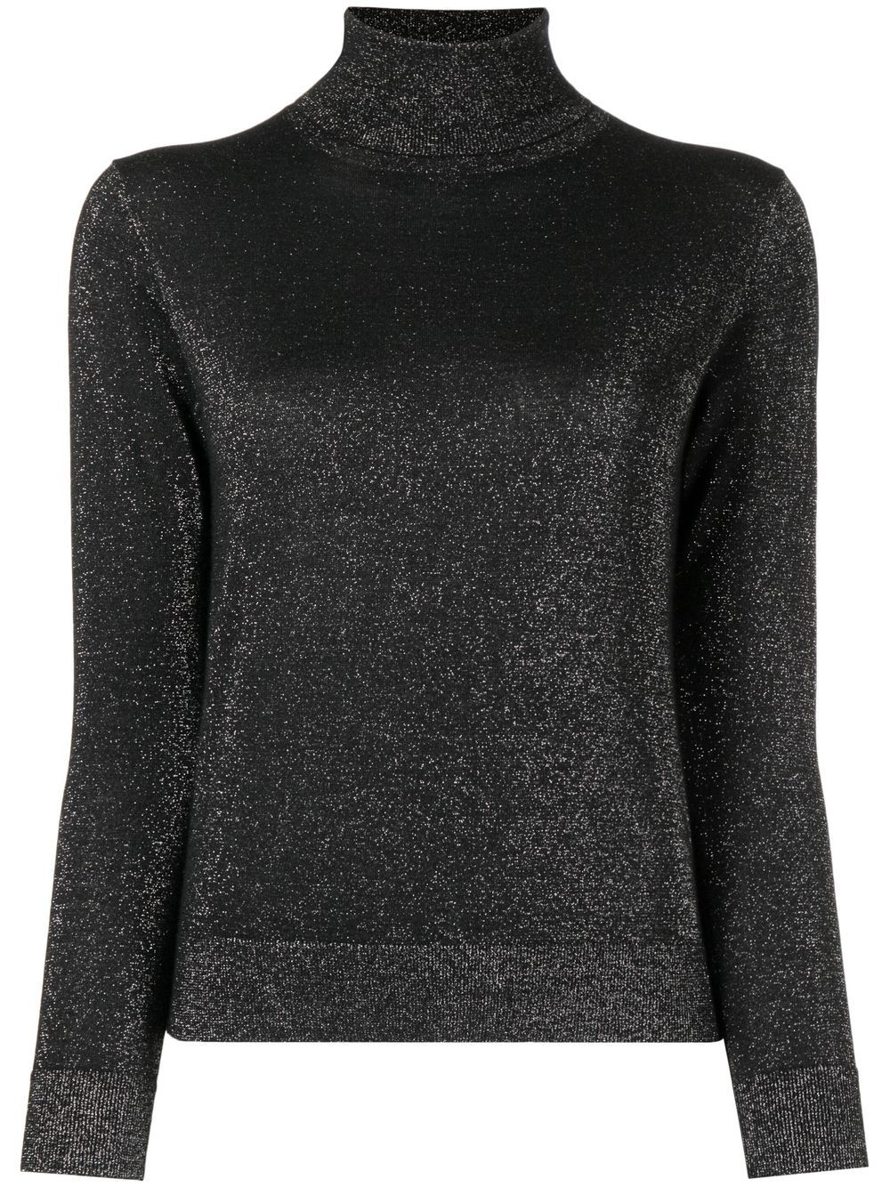 Metallic-thread rollneck jumper - Black
