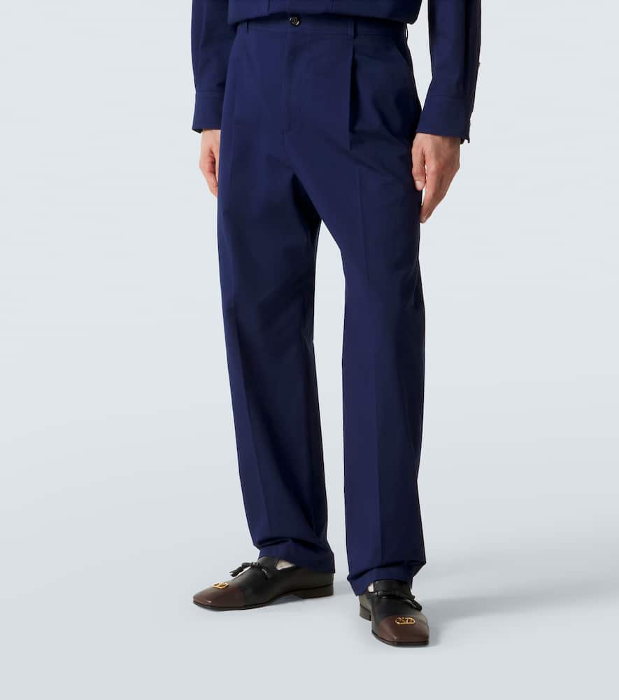 Cotton gabardine wide-leg pants