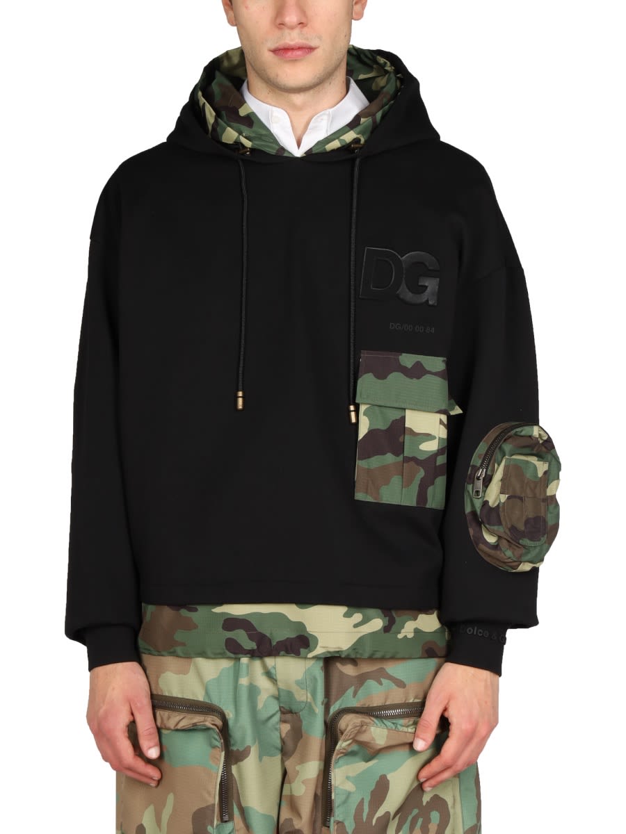 Camouflage-print logo hoodie