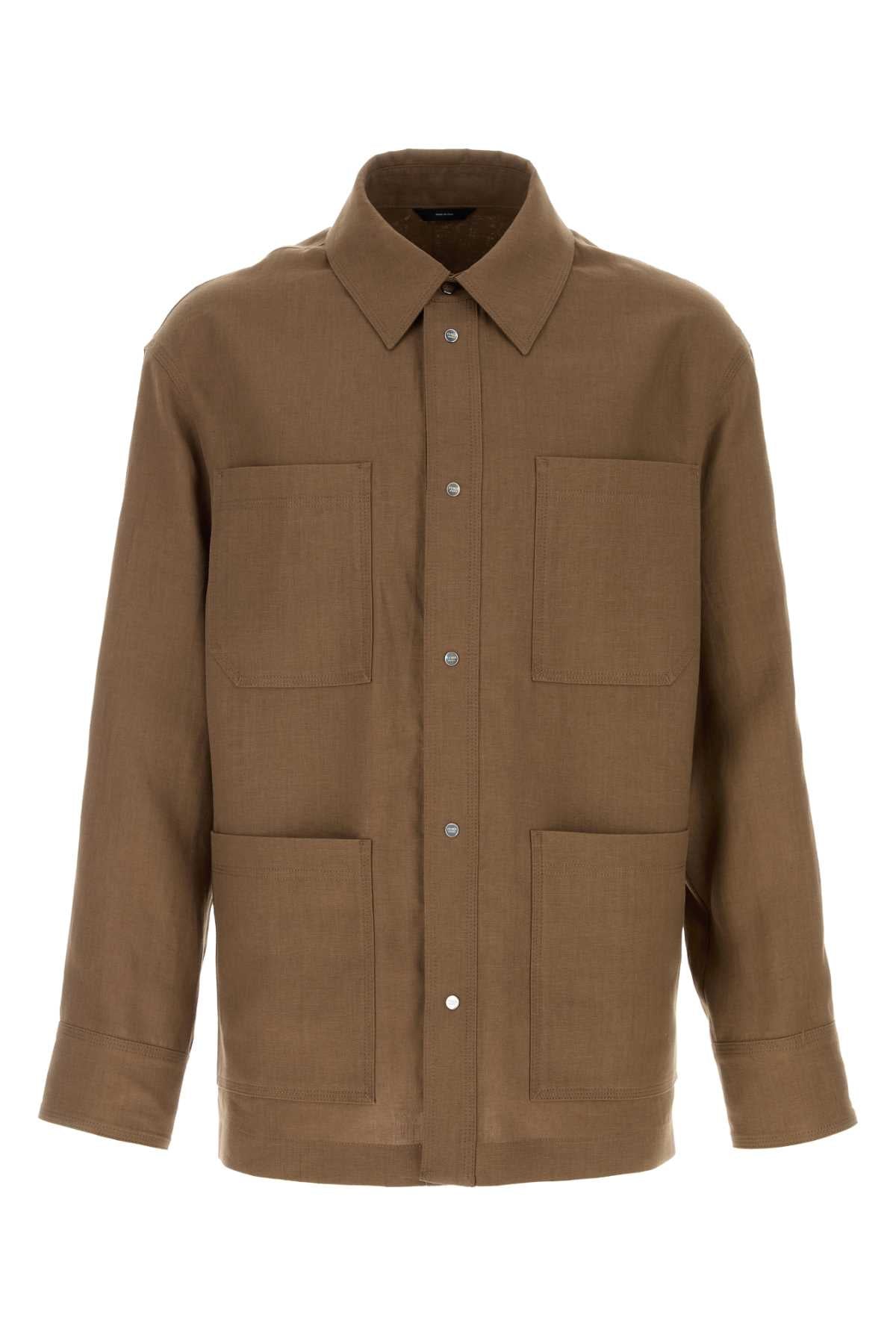 Linen Overshirt Jacket — Beige