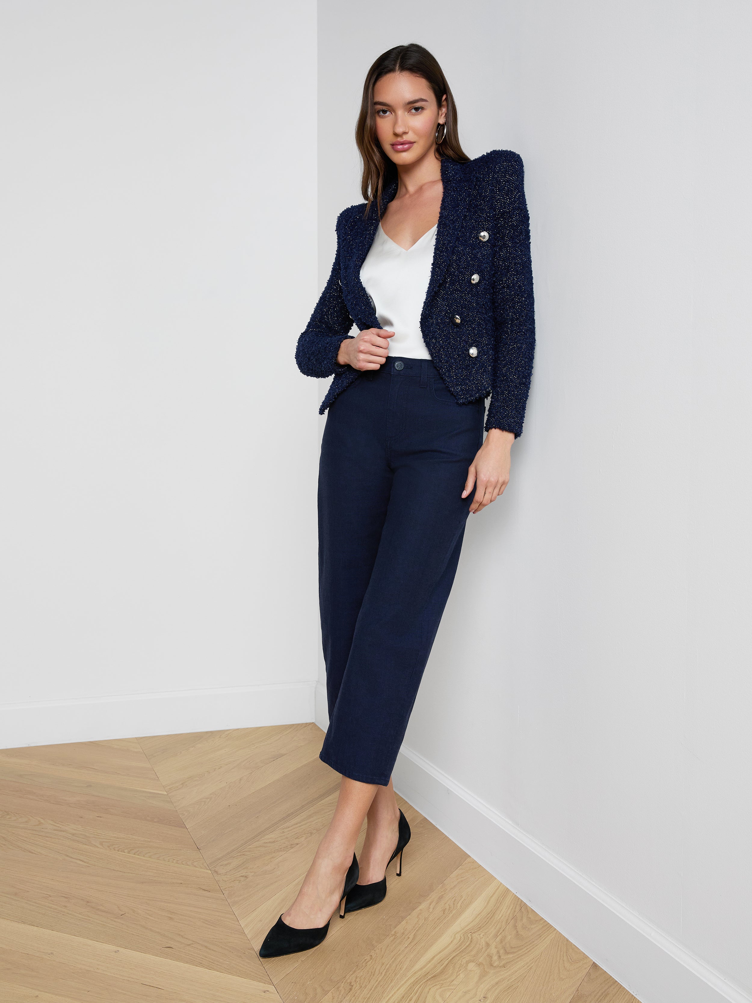 Bethany Knit Blazer In Midnight/nickel