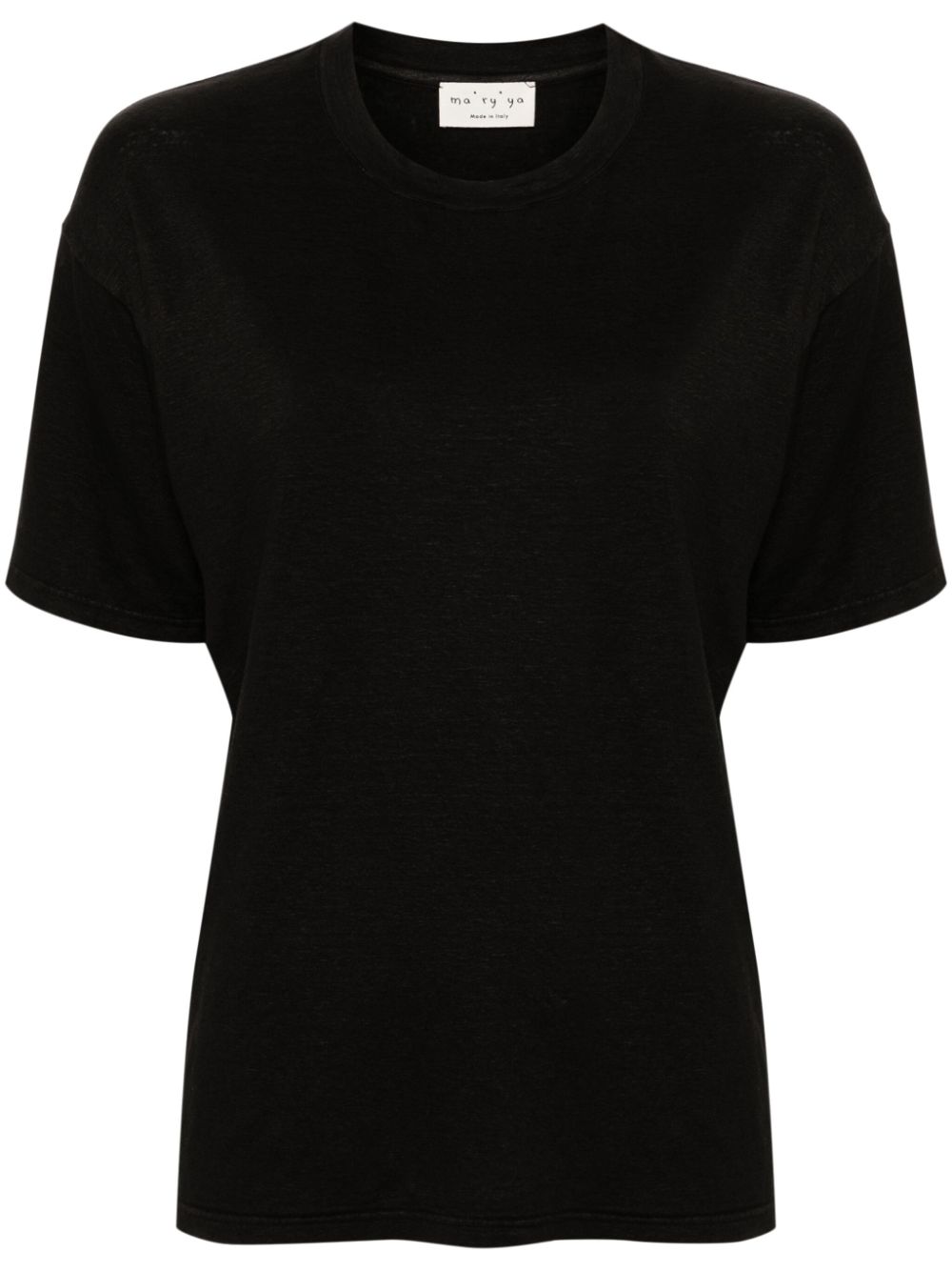 Crew-neck linen T-shirt - Black